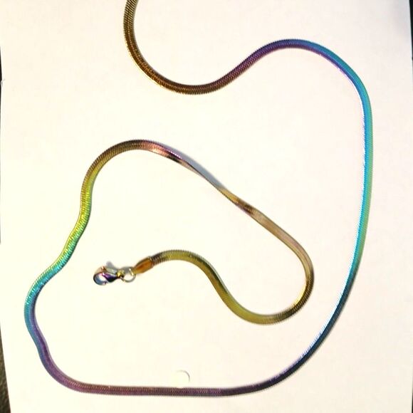 Men's Gradient Colored Stainless steel Necklace 22" - Picture 7 of 7